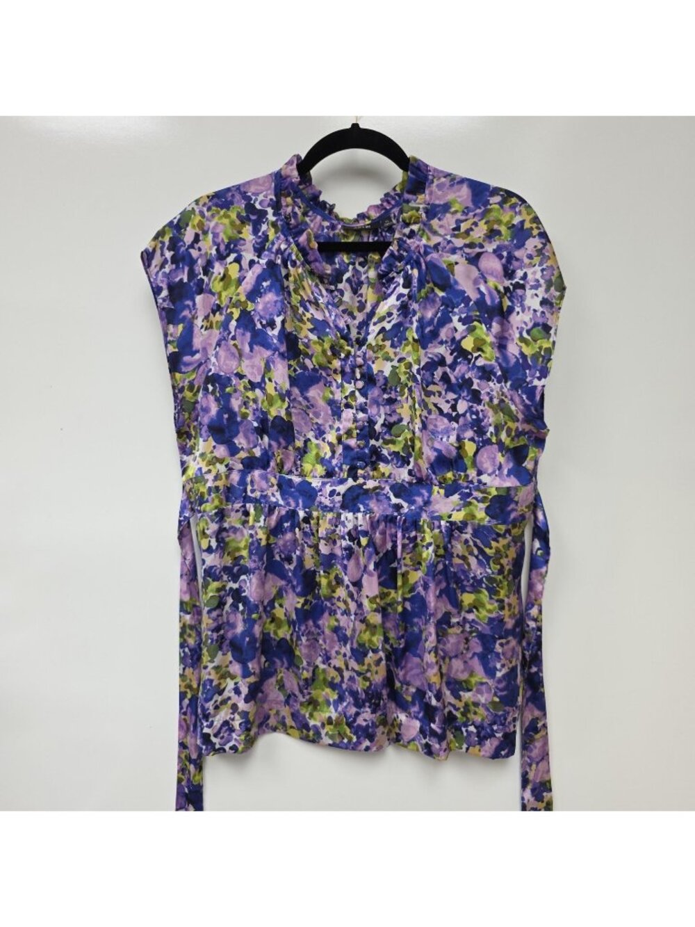 Apt. 9 Shirt Womens XL Multicolor Floral Ruffle V Neck Cap Sleeve Tunic Top